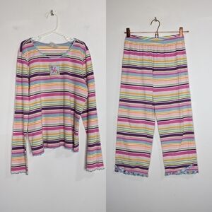 Hanna Andersson pink blue colorful floral patch pajama set 12